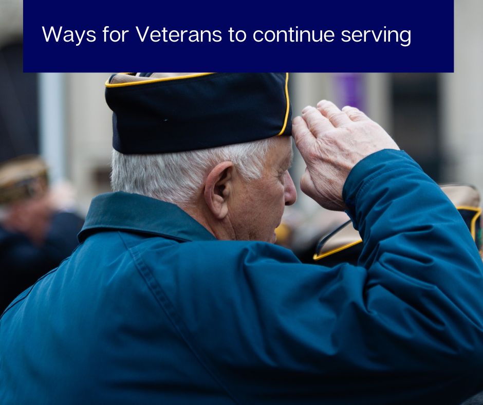 Older veteran saluting