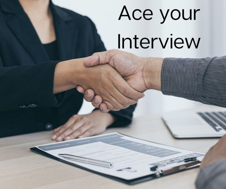 A man and woman shaking hands after a job interview